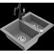 Granīta izlietne Mexen Carlos 1,5 bļodas ar virtuves jaucējkrānu Carla, pelēka - 6518-71-670700-70