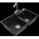 Mexen Tomas granīta izlietne, 2 bļodas un Duero virtuves jaucējkrāns, melns - 6516-77-671600-00