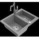 Гранитная мойка Mexen Carlos 1,5 чаши со смесителем для кухни Carla, серый - 6518-71-670700-71
