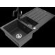 Mexen Andres granīta izlietne, 1,5 bļodas, ar noteku un Carla virtuves jaucējkrānu, raibs melns - 6515-76-670700-70