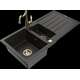 Mexen Andres granīta izlietne, 1,5 bļodas, ar noteku un Carla virtuves jaucējkrānu, melns/zelts metālisks - 6515-75-670700-50