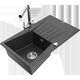 Mexen Cesar, granīta izlietne, 1 bļoda, ar noteku un Duero virtuves jaucējkrānu, raibs melns - 6514-76-671600-00