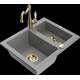 Гранитная мойка Mexen Carlos 1,5 чаши со смесителем для кухни Carla, серый - 6518-71-670700-50