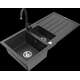Mexen Andres granīta izlietne, 1,5 bļodas, ar noteku un Telma virtuves jaucējkrānu, raibs melns - 6515-76-670200-70