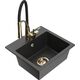 Mexen Milo granīta izlietne, 1 bļoda, ar Aster virtuves jaucējkrānu, raibs melns - 6505-76-73450-57-G