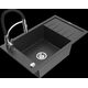 Mexen Elias granīta izlietne, 1 bļoda, ar noteku un virtuves maisītāju Aster, raibs melns - 6511-76-73450-07