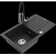 Mexen Pablo granīta izlietne, 1 bļoda, ar noteku un virtuves maisītāju Aster, melns/sudrabs metālisks - 6510-73-73450-07