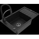 Mexen Elias granīta izlietne, 1 bļoda, ar noteku un virtuves maisītāju Aster, melna - 6511-77-73450-70-B