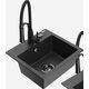 Mexen Milo granīta izlietne, 1 bļoda, ar Aster virtuves jaucējkrānu, raibs melns - 6505-76-73450-70-B