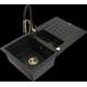 Гранитная мойка Mexen Matias 1,5 чаши со сливом и кухонным смесителем Aster, черный - 6502-77-73450-57-G