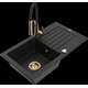 Mexen Pablo granīta izlietne, 1 bļoda, ar noteku un Aster virtuves jaucējkrānu, melns - 6510-77-73450-57-G