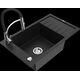 Mexen Elias granīta izlietne, 1 bļoda, ar noteku un virtuves maisītāju Aster, melna - 6511-77-73450-07