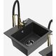 Mexen Milo granīta izlietne, 1 bļoda, ar Aster virtuves jaucējkrānu, raibs melns - 6505-76-73450-57-B