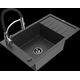 Mexen Elias granīta izlietne, 1 bļoda, ar noteku un virtuves maisītāju Aster, raibs melns - 6511-76-73450-07-B
