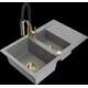 Granīta izlietne Mexen Gaspar 1,5 bļodas ar noteku un virtuves jaucējkrānu Aster, pelēks - 6507-71-73450-57-G
