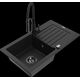 Mexen Pablo granīta izlietne, 1 bļoda, ar noteku un Aster virtuves jaucējkrānu, melns - 6510-77-73450-70-B