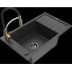 Mexen Elias granīta izlietne, 1 bļoda, ar noteku un virtuves maisītāju Aster, raibs melns - 6511-76-73450-57-B
