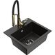 Гранитная мойка Mexen Milo, 1 чаша, со смесителем для кухни Aster, черный/золотой металлик - 6505-75-73450-57-B