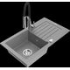 Гранитная мойка Mexen Pablo, 1 чаша, с крылом и кухонным смесителем Aster, серый - 6510-71-73450-07
