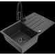 Mexen Bruno granīta izlietne, 1 bļoda, ar noteku un virtuves maisītāju Aster, raibs melns - 6513-76-73450-70-B