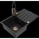Гранитная мойка Mexen Bruno, 1 чаша, с крылом и кухонным смесителем Aster, черный - 6513-77-73450-57-G