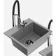 Mexen Milo granīta izlietne, 1 bļoda, ar Aster virtuves jaucējkrānu, pelēks - 6505-71-73450-07-B