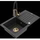 Mexen Pablo granīta izlietne, 1 bļoda, ar noteku un Aster virtuves jaucējkrānu, melns/sudrabs metālisks - 6510-73-73450-57-G