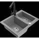 Гранитная мойка Mexen Carlos 1,5 чаши со смесителем для кухни Duero, серый - 6518-71-671600-70