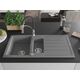 Granīta izlietne Mexen Andres 1,5 bļodas ar noteku un Aster virtuves jaucējkrānu, pelēks - 6515-71-73450-07, 3 image