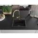 Mexen Milo granīta izlietne, 1 bļoda, ar Elia virtuves jaucējkrānu, melns/zelts metālisks - 6505-75-670101-50-B, 3 image