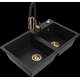 Mexen Tomas granīta izlietne, 2 bļodas ar virtuves maisītāju Aster, melns - 6516-77-73450-57-G