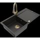 Mexen Leo granīta izlietne, 1 bļoda, ar noteku un Elia virtuves maisītāju, melns/zelts metālisks - 6501-75-670101-50