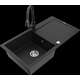 Mexen Leo granīta izlietne, 1 bļoda, ar noteku un Elia virtuves maisītāju, melna - 6501-77-670101-70