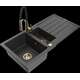 Mexen Andres granīta izlietne, 1,5 bļodas, ar noteku un Aster virtuves jaucējkrānu, raibs melns - 6515-76-73450-57-G