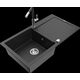Mexen Leo granīta izlietne, 1 bļoda, ar noteku un Flora virtuves maisītāju, melns/sudrabs metālisks - 6501-73-670401-07