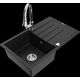 Mexen Bruno granīta izlietne, 1 bļoda, ar noteku un Elia virtuves maisītāju, melna - 6513-77-670101-00