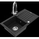 Mexen Pablo granīta izlietne, 1 bļoda, ar noteku un Elia virtuves maisītāju, melna - 6510-77-670101-00