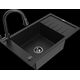 Mexen Elias granīta izlietne, 1 bļoda, ar noteku un Elia virtuves maisītāju, melna - 6511-77-670101-70-B