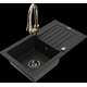 Mexen Pablo granīta izlietne, 1 bļoda, ar noteku un Elia virtuves maisītāju, melna - 6510-77-670101-50-B
