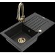 Mexen Pablo granīta izlietne, 1 bļoda, ar noteku un Elia virtuves maisītāju, melns/sudrabs metālisks - 6510-73-670101-50