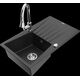 Mexen Cesar granīta izlietne, 1 bļoda, ar noteku un Elia virtuves maisītāju, melns/sudrabs metālisks - 6514-73-670101-00