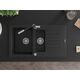 Granīta izlietne Mexen Matias 1,5 bļodas ar noteku un virtuves jaucējkrānu Flora, melna - 6502-77-670401-07, 4 image