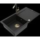 Гранитная мойка Mexen Leo, 1 чаша, с крылом и кухонным смесителем Flora, черный - 6501-77-670401-57-G