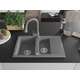 Гранитная мойка Mexen Gaspar 1,5 чаши со сливом и кухонным смесителем Elia, серый - 6507-71-670101-71, изображение 3