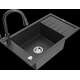 Mexen Elias granīta izlietne, 1 bļoda, ar noteku un Elia virtuves maisītāju, raibs melns - 6511-76-670101-70-B