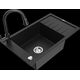 Mexen Elias granīta izlietne, 1 bļoda, ar noteku un Elia virtuves maisītāju, melna - 6511-77-670101-70