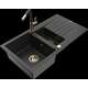 Mexen Matias granīta izlietne, 1,5 bļodas, ar noteku un Flora virtuves jaucējkrānu, melns/sudrabs - 6502-73-670401-57-G