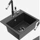 Mexen Milo granīta izlietne, 1 bļoda, ar Flora virtuves jaucējkrānu, raibs melns - 6505-76-670401-07-B