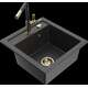 Mexen Vito granīta izlietne, 1 bļoda, ar Flora virtuves jaucējkrānu, raibs melns - 6503-76-670401-75-G