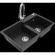 Mexen Tomas granīta izlietne, 2 bļodas un Elia virtuves jaucējkrāns, melns/sudrabs metālisks - 6516-73-670101-00